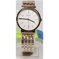 NEW DKNY ROSE GOLD TONE WHITE DIAL WATCH