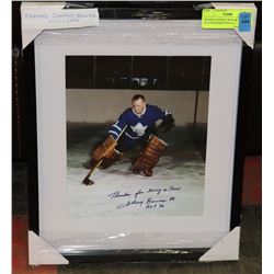FRAMED JOHNNY BOWER AUTOGRAPHED PHOTO.