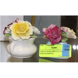 PAIR OF BONE CHINA FLOWER ARRANGEMENTS
