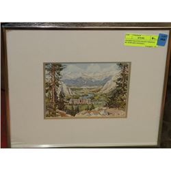 FRAMED MATTED BANFF SPRINGS BY EDWARD GOODALL