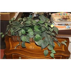 LARGE SILK PLANT IN BRASS POT