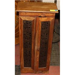 SOLID WOOD AND METAL CD STORAGE, 14"X8"X30".