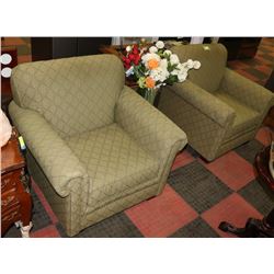 LOT OF 2 GREEN LIVING ROOM CHAIRS