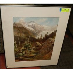 FRAMED MOUNTAIN SCENE 20" X 24"