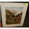 Image 1 : FRAMED MOUNTAIN SCENE 20" X 24"