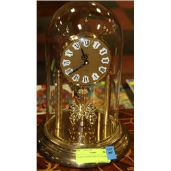 GLASS COVERED MANTLE CLOCK.