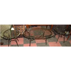 3PC GLASS COFFEE TABLE & END TABLES WITH BEVELLED