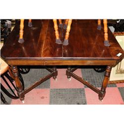 VINTAGE SOLID WOOD KITCHEN TABLE, 50"X40"X30.5".