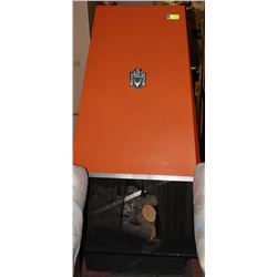 VINTAGE METAL FAUX FIREPLACE, 28"W X 58.5" H.