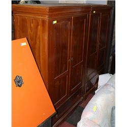 LOT OF 2 LARGE PINE ARMOIRES,