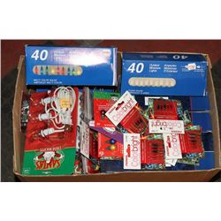 BOX OF ASSORTED CHRISTMAS LIGHTS.