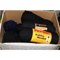 BOX OF MOSTLY BLACK YARN