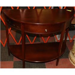 HALF MOON SIDETABLE WITH DRAWER, 39.5"X18"X31"