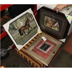 LOT OF 3 FRAMED HORSES AND BARN PICTURES