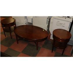 WOOD 3 PC COFFEE TABLE SET WITH DRAWERS