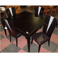 NEW DARK WOOD DINING TABLE WITH LEAF AND 4 NEW