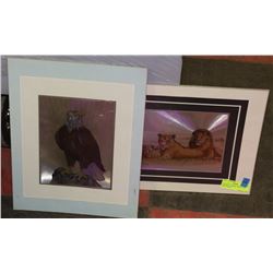 PAIR OF 2 ANIMAL PRINTS, THE PRINTS SHINE