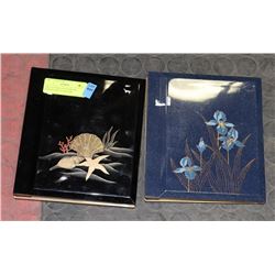 TWO OTAGIRI LAQUERWARE PAINTED PHOTO ALBUMS
