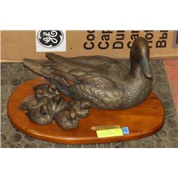DUCKS UNLIMITED BRONZE STATUE WITH MOTHER DUCK AND