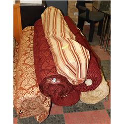 PALLET WITH 6 LARGE ROLLS OF ASSORTED FABRIC