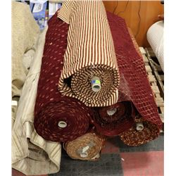 PALLET WIT 6 LARGE ROLLS OF ASSORTED FABRIC