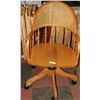 Image 1 : OAK AND RATTAN DESK CHAIR ON WHEELS/SWIVELS