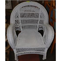 WHITE SYNTHETIC RATTAN HIGH BACK CHAIR 30W"X 37"