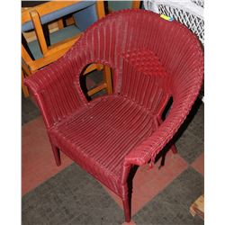 RED SYNTHETIC RATTAN STACKING CHAIR 28W" X 33"H