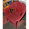 Image 1 : RED SYNTHETIC RATTAN STACKING CHAIR 28W" X 33"H