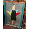 Image 1 : 2'X3' WOODEN FOLK LADY IN WOOD FRAME