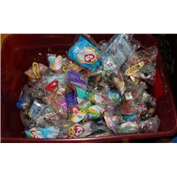 TOTE OF ASSORTED MCDONALDS HAPPY MEAL TOYS