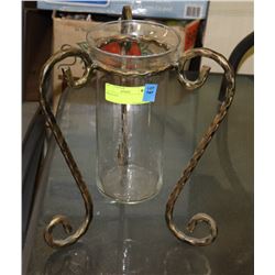 METAL AND GLASS VASE