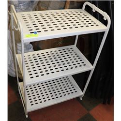 3-TIER WHITE METAL RACK W/ HOOKS