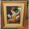 Image 1 : LADY READING NEEDLE POINT ARTWORK FRAMED.