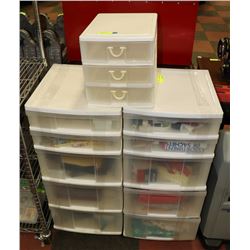 LOT OF 3 PLASTIC STORAGES 2 WITH CONTENTS