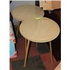 Image 1 : PAIR OF ROUND WOOD AND GLASS SIDE TABLES