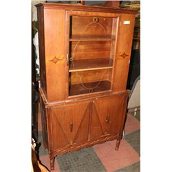VINTAGE WOOD DISPLAY CABINET, 34.9"X15.5"X65"
