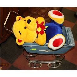 VINTAGE DOLL STROLLER WITH WINNIE THE POOH