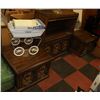 Image 1 : VINTAGE WOOD CARVED CABINET WITH TWO END TABLES