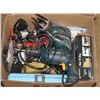 Image 1 : BOX OF ASSORTED POWER TOOLS AND MORE