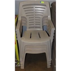 SET OF 4 PLASTIC STACKING PATIO CHAIRS