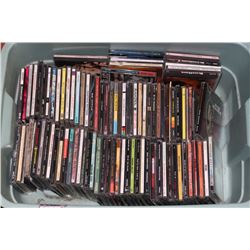 PLASTIC BIN OF OVER 75 CD'S