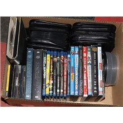 BOX W/71 MUSIC CDS, 45 DVD MOVIES & BLUE