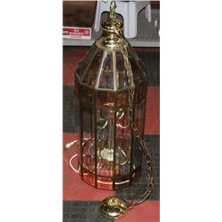 GLASS CHANDELIER W/ 2 TIERS OF LIGHTS 30"H X 12"W