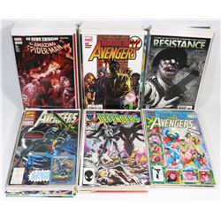 BOX OF ASSORTED MARVEL/DC/OTHER COMICS.