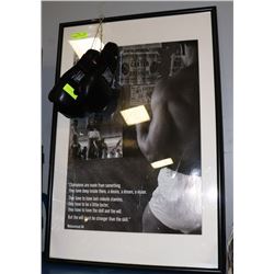 MUHAMMAD ALI FRAMED PRINT WITH GLOVES