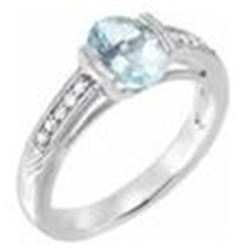 Aqua Marine and Diamond Ring