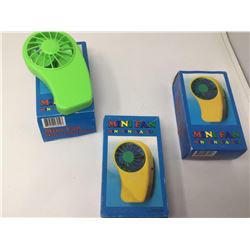 Lot of Battery Operated Mini Fans-Colours May Vary (3 ct)