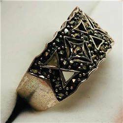 Silver Marcasite Ring (~weight 5.6g), Suggested Retail Value $100