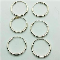 Silver Pack Of 3 Hoop Earrings, Suggested Retail Value $50